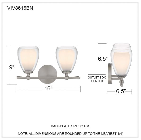 Vivienne 2-Light Brushed Nickel Vanity Light
