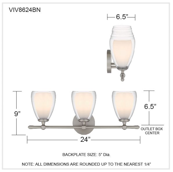 Vivienne 3-Light Brushed Nickel Vanity Light