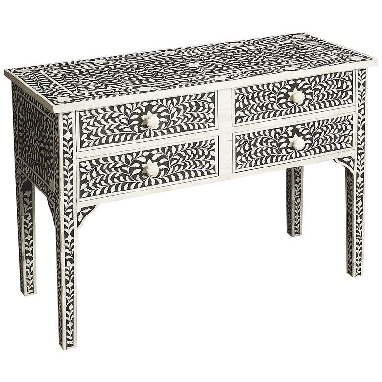 Image 1 Vivienne 39 3/4 inch Wide Bone Inlay 4-Drawer Console Table