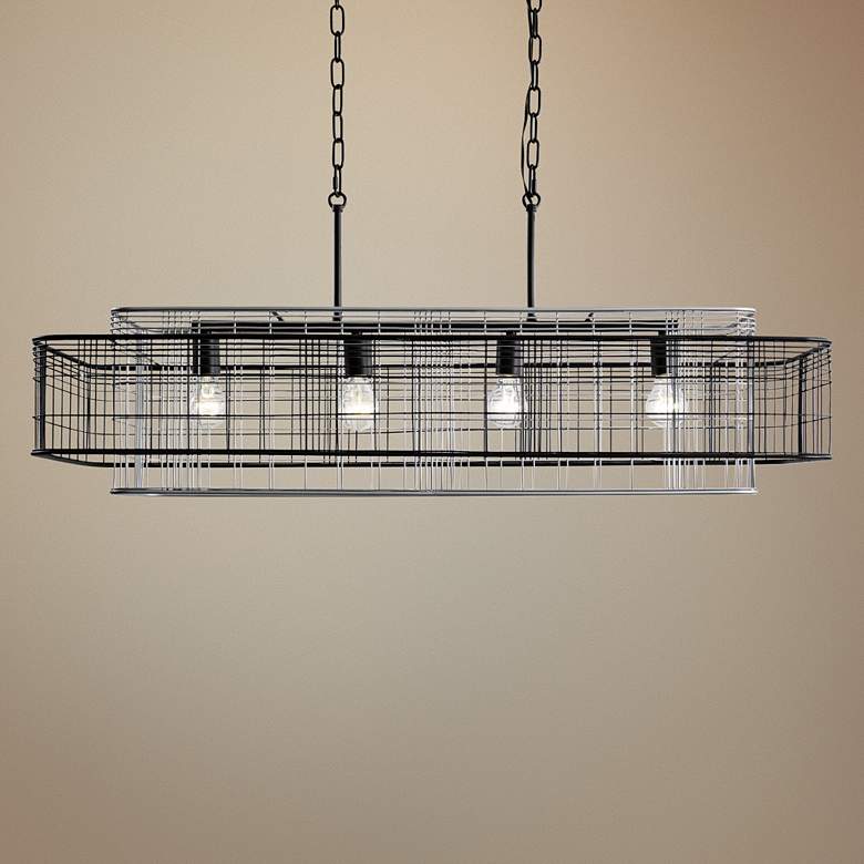 Image 1 Vivienne 42 3/4"W Black Gray Kitchen Island Light Pendant