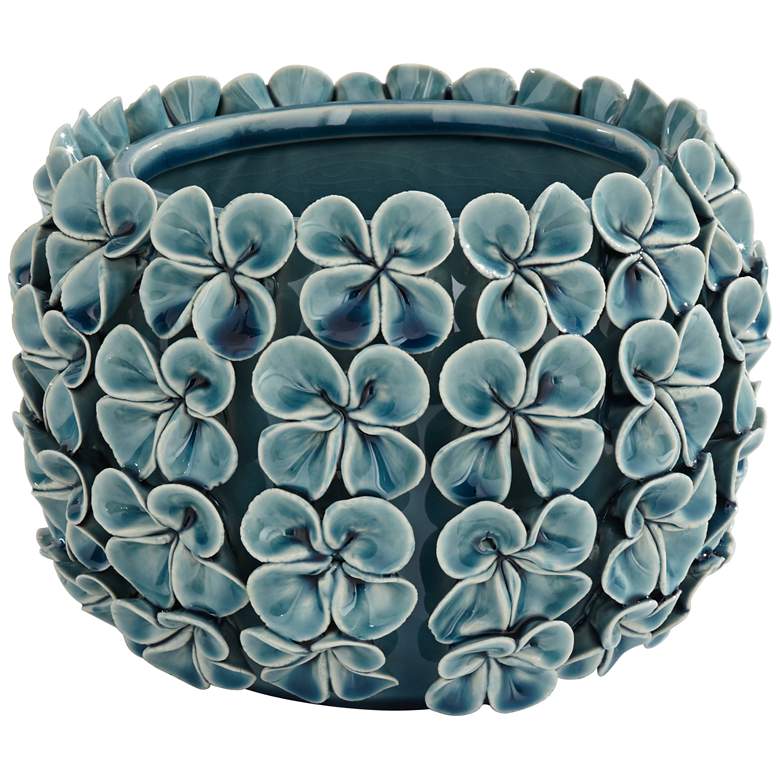 Image 2 Vivienne 7 1/2" Wide Blue Floral Decorative Vase