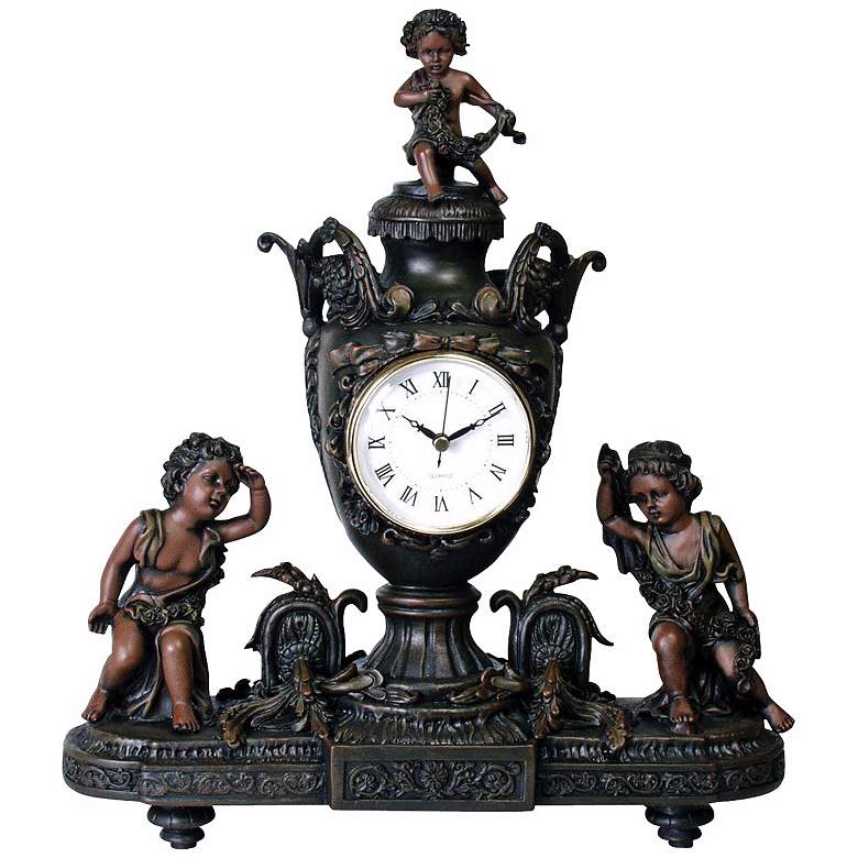 Image 1 Vivienne Antique Bronze Urn and Cupids Mantel Clock