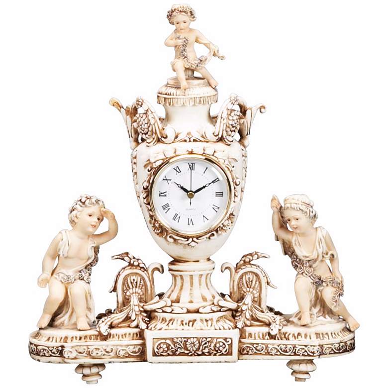 Image 1 Vivienne Antique Ivory Cupids and Urn Mantel Clock
