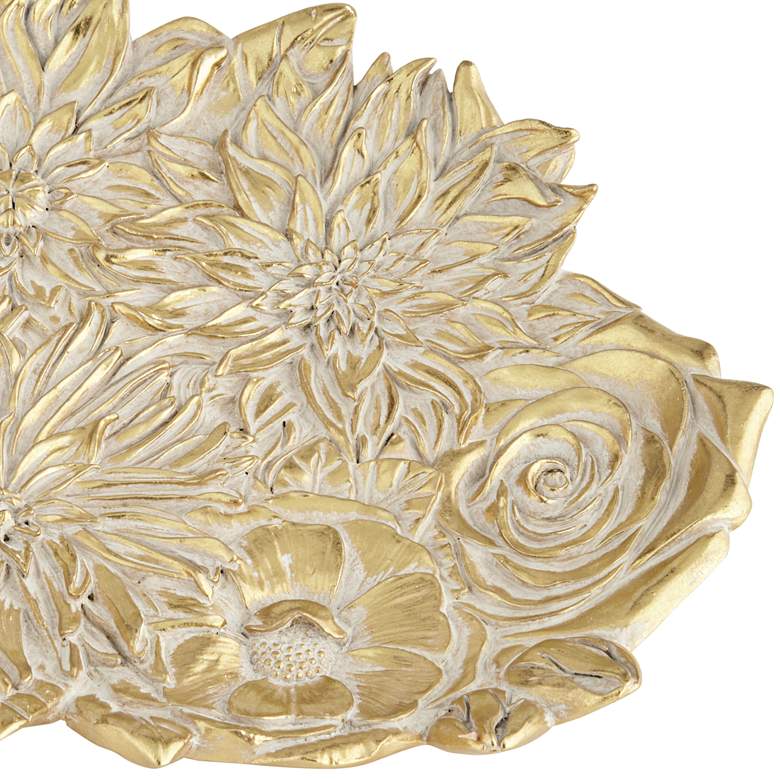 Image 2 Vivienne Shiny Gold White-Washed Decorative Floral Plate more views