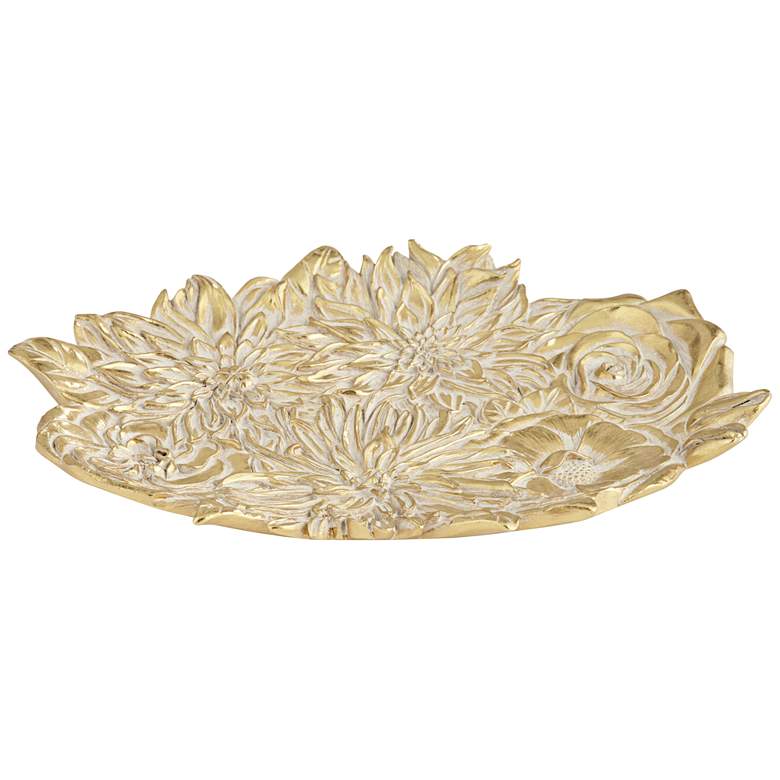 Image 3 Vivienne Shiny Gold White-Washed Decorative Floral Plate more views