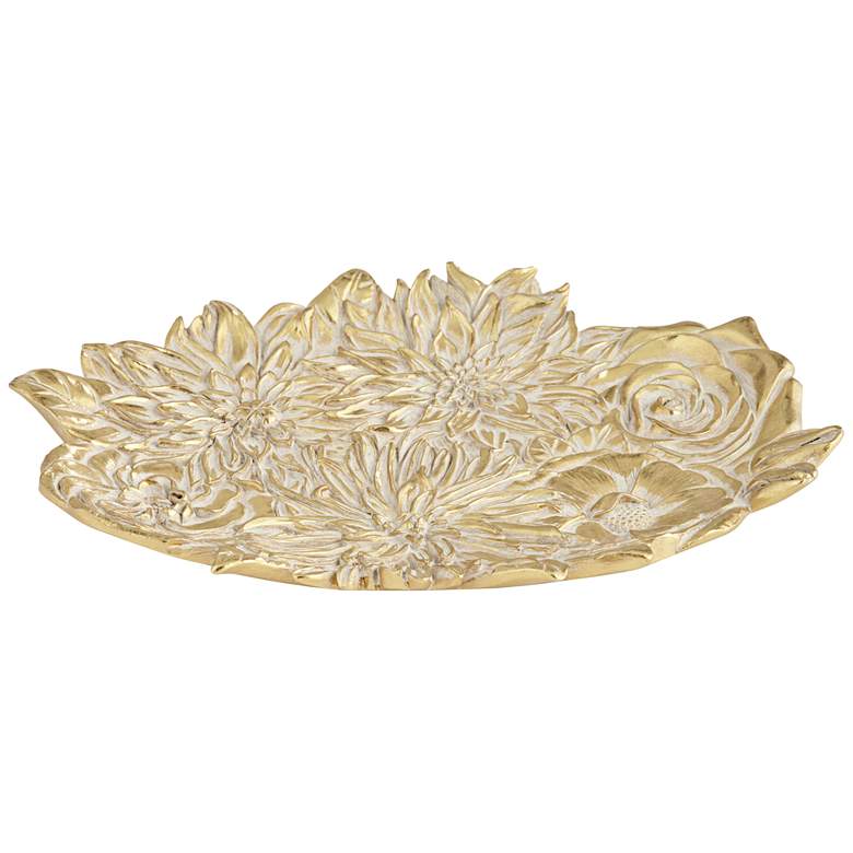 Image 4 Vivienne Shiny Gold White-Washed Decorative Floral Plate more views