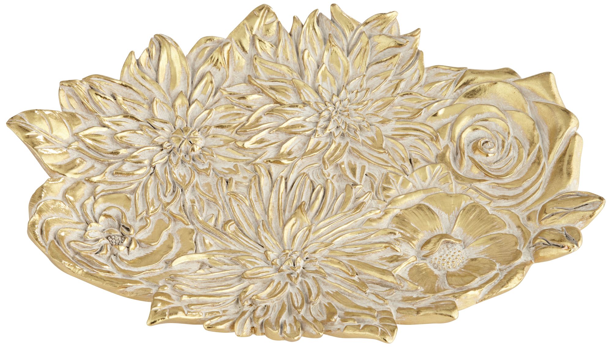 Image 2 Vivienne Vintage Gold White-Washed Decorative Floral Plate