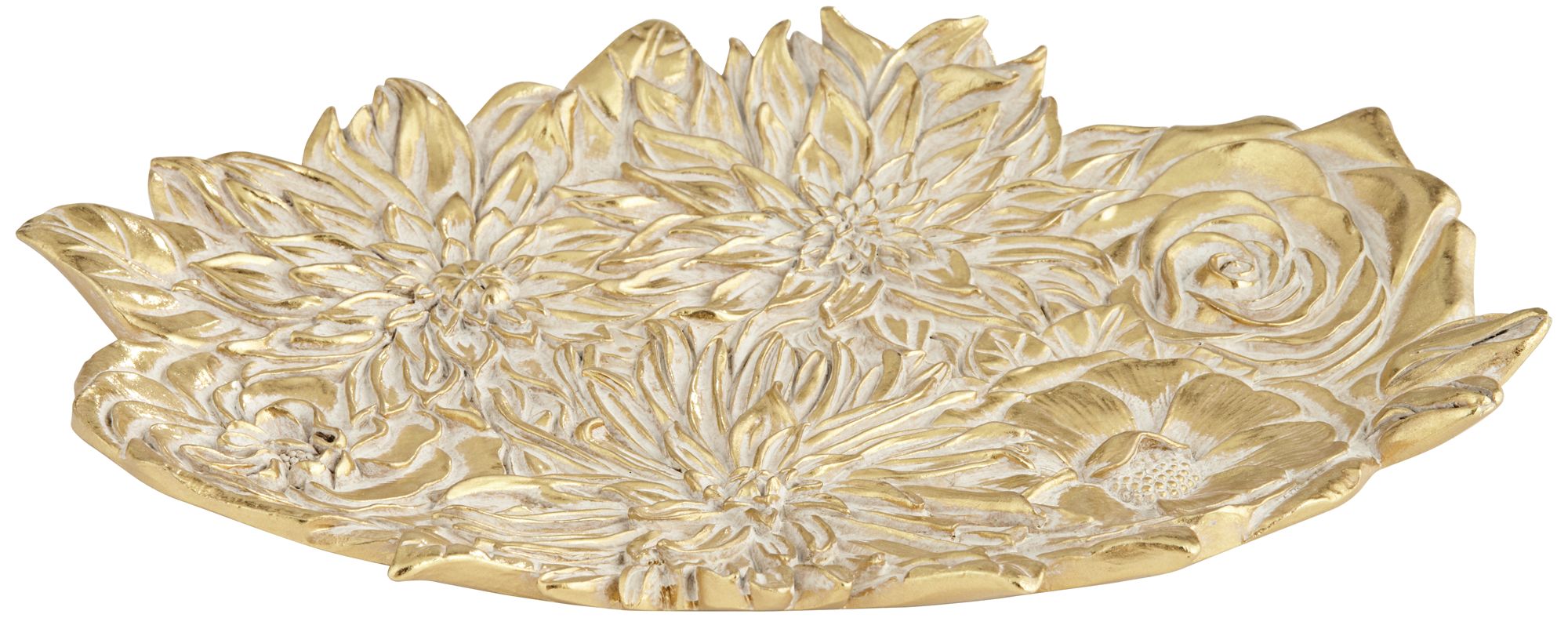 Image 4 Vivienne Vintage Gold White-Washed Decorative Floral Plate more views