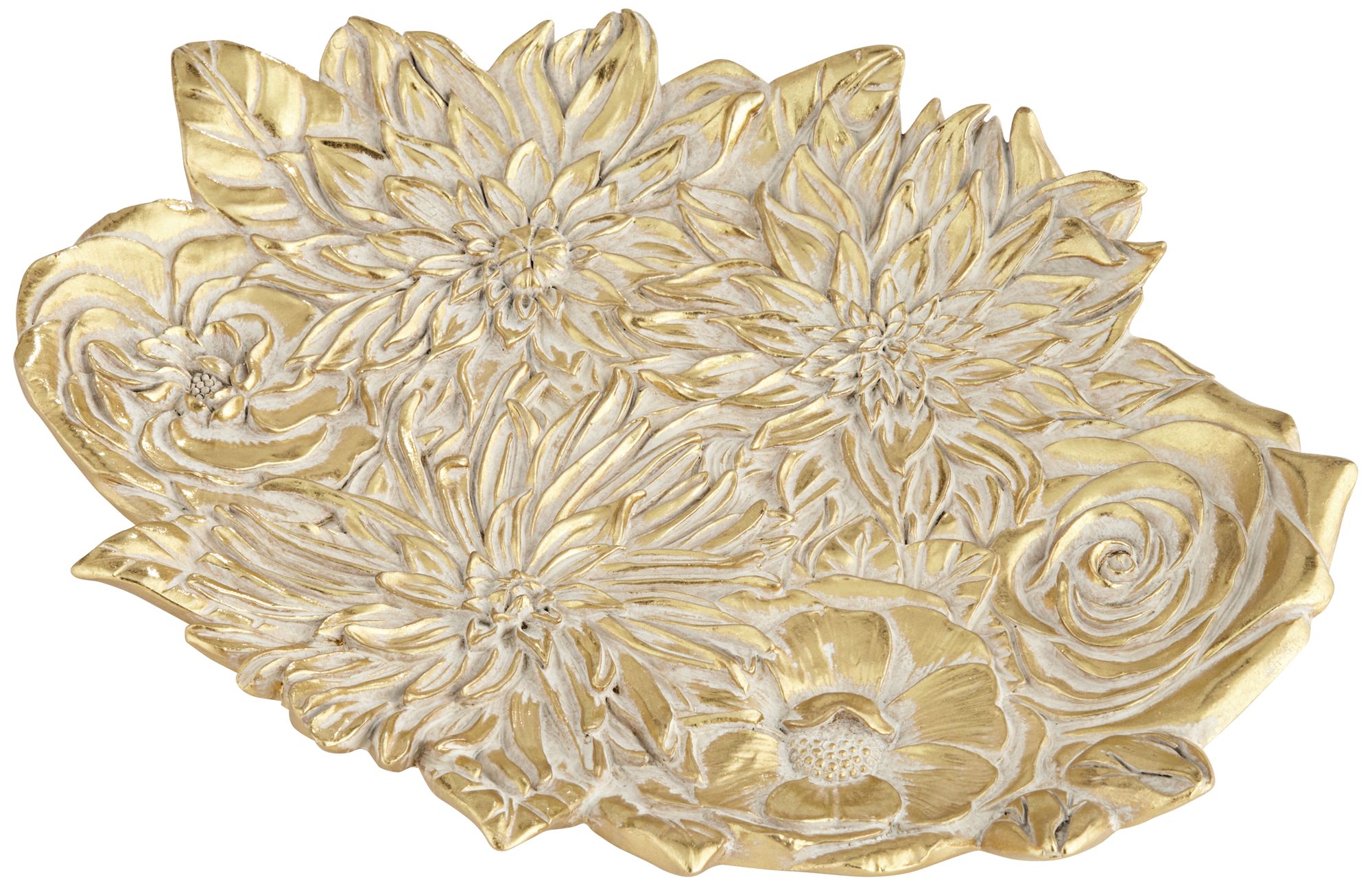 Image 5 Vivienne Vintage Gold White-Washed Decorative Floral Plate more views
