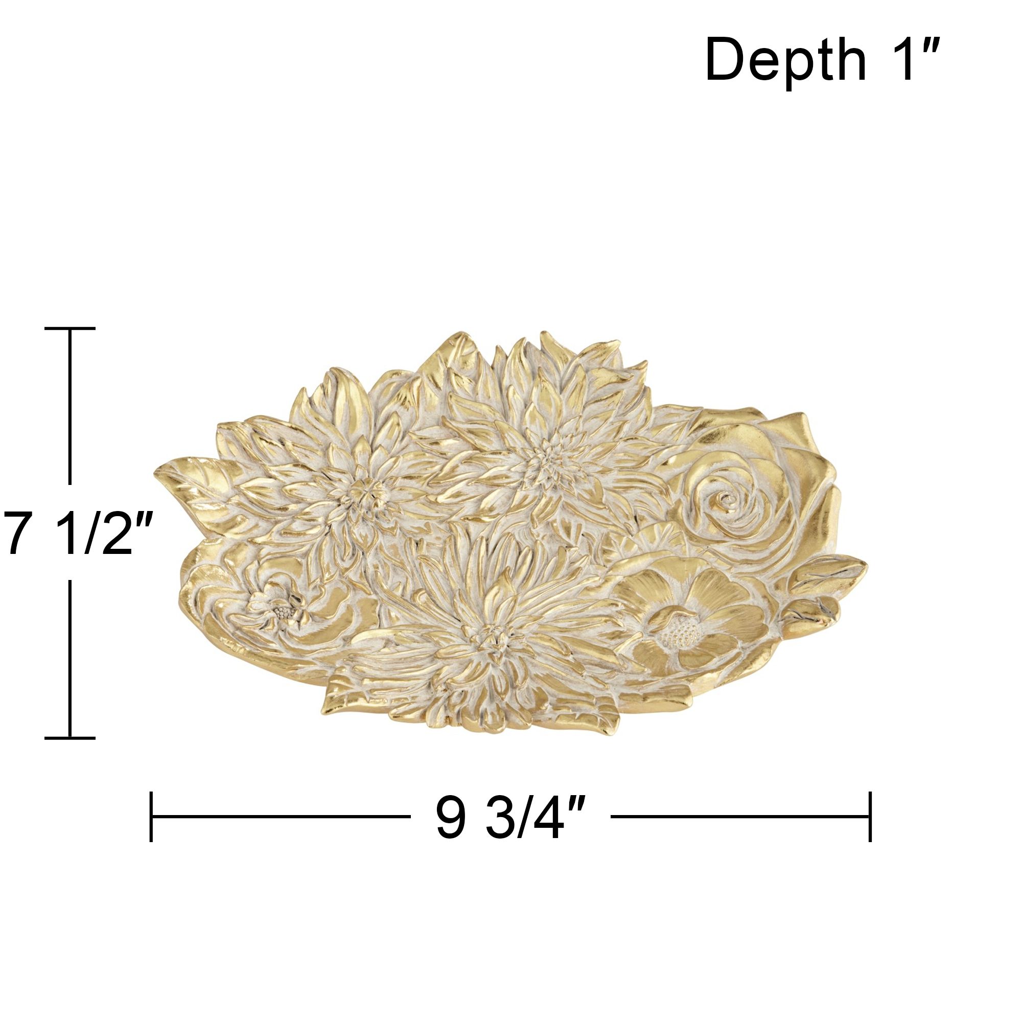 Image 6 Vivienne Vintage Gold White-Washed Decorative Floral Plate more views