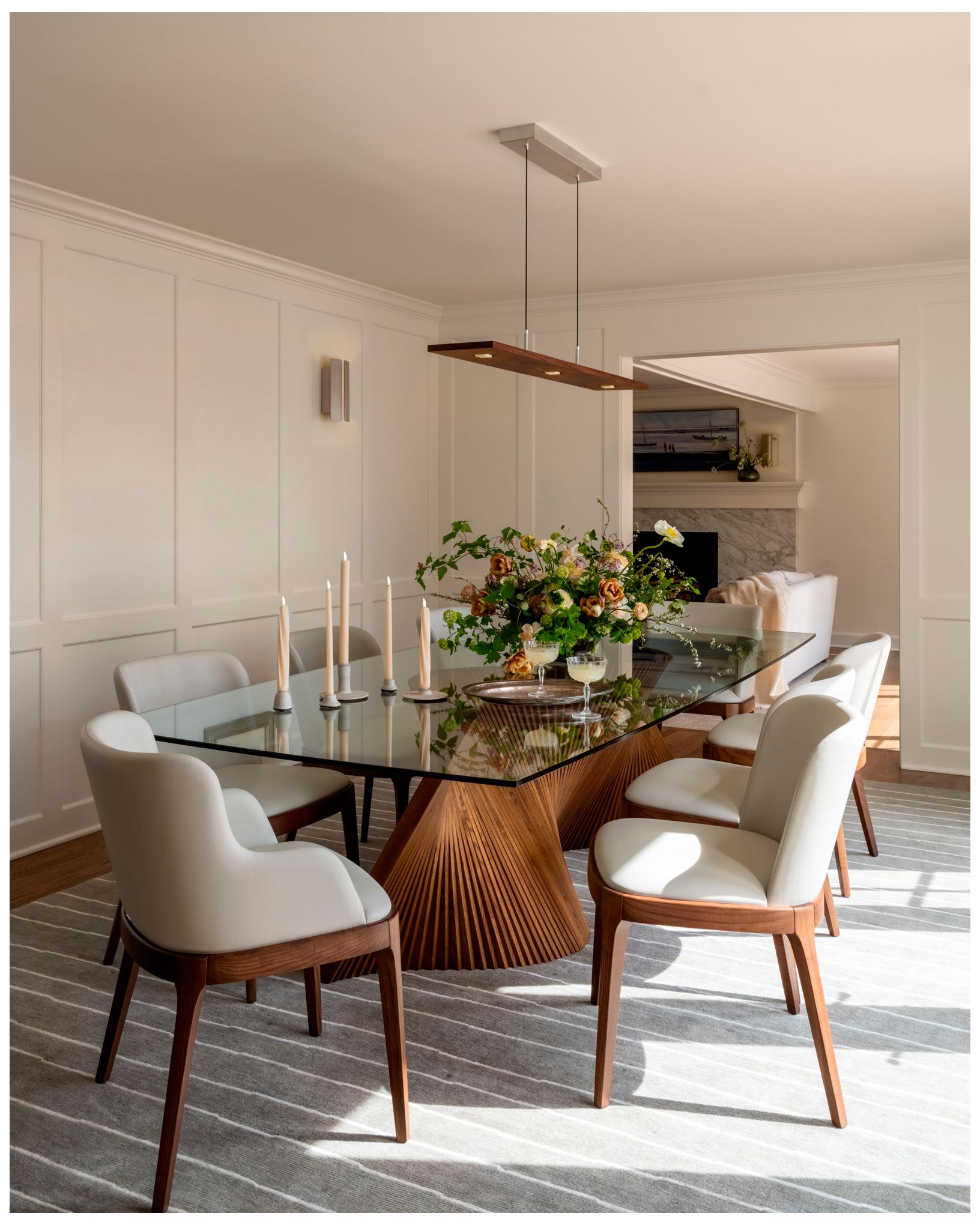 Image 4 Vix 34"W Oiled Walnut LED Linear Pendant more views