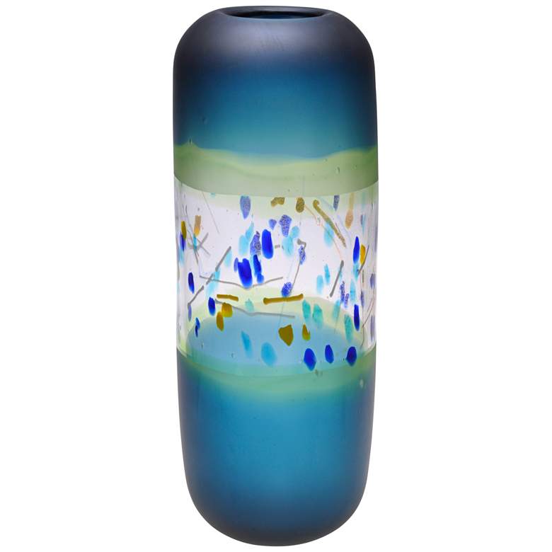 Image 1 Viz Celebration Blue 18 inch High Art Glass Vase