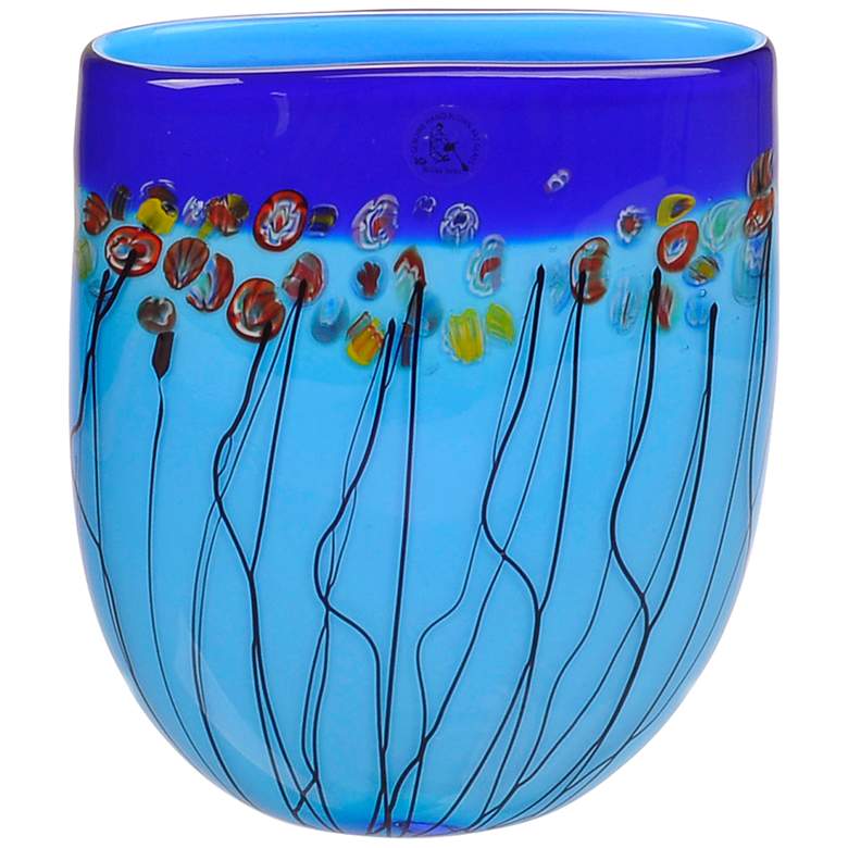 Image 1 Viz Florence Blue 10 inch High Art Glass Vase