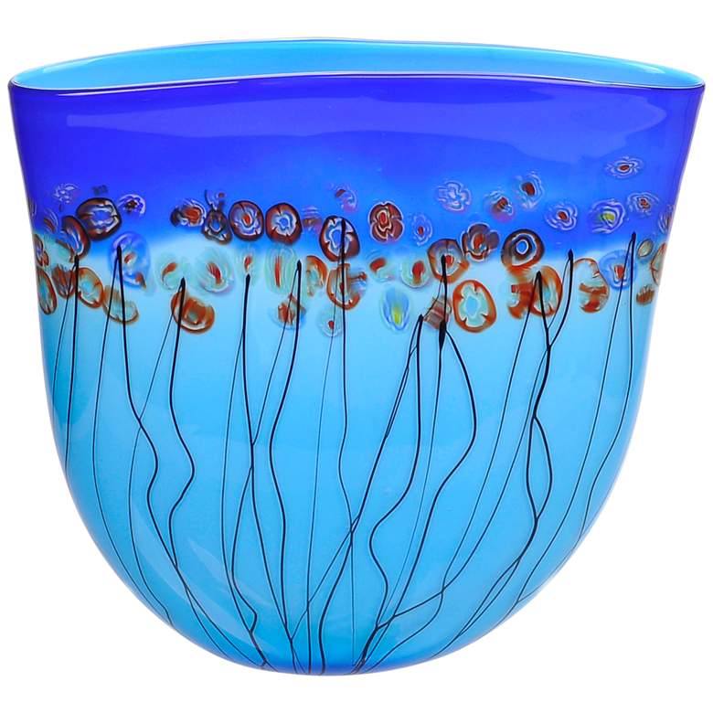 Image 1 Viz Florence Blue 15 inch High Art Glass Vase