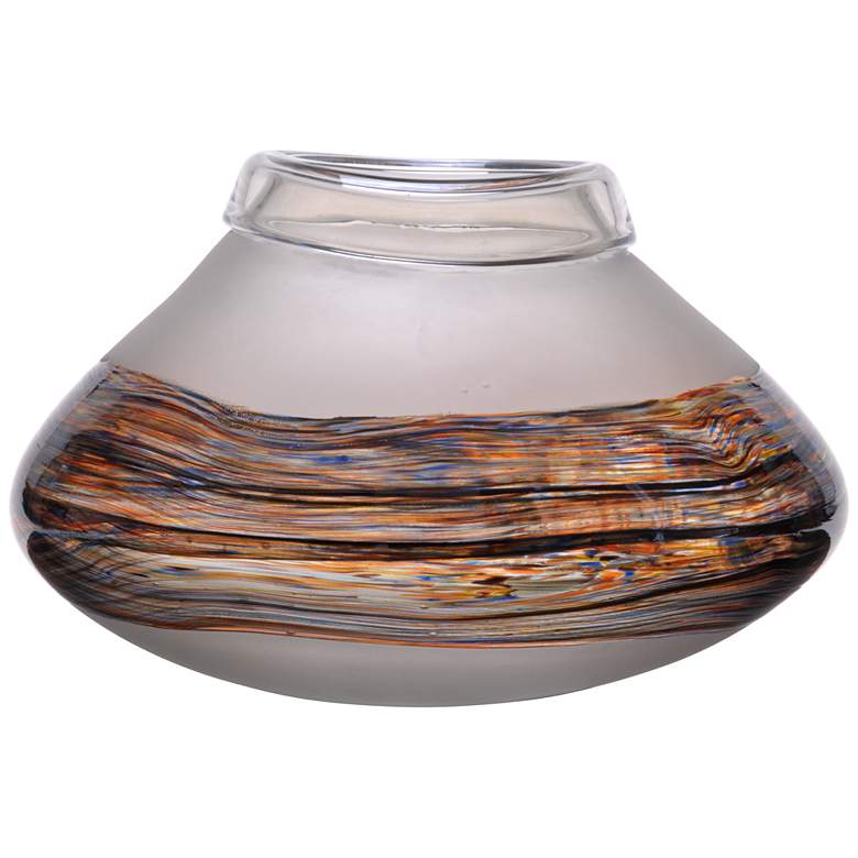 Image 1 Viz Frill Clear Matte and Iridescent Art Glass Vase