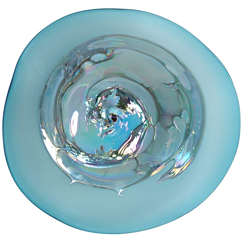 Image 1 Viz Glass Mixed Paint Blue 21 inch Round Glass Wall Art