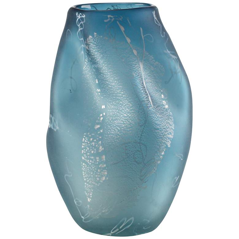 Image 1 Viz Glass Pacific Blue 15 inch High Tabletop Art Glass Vase