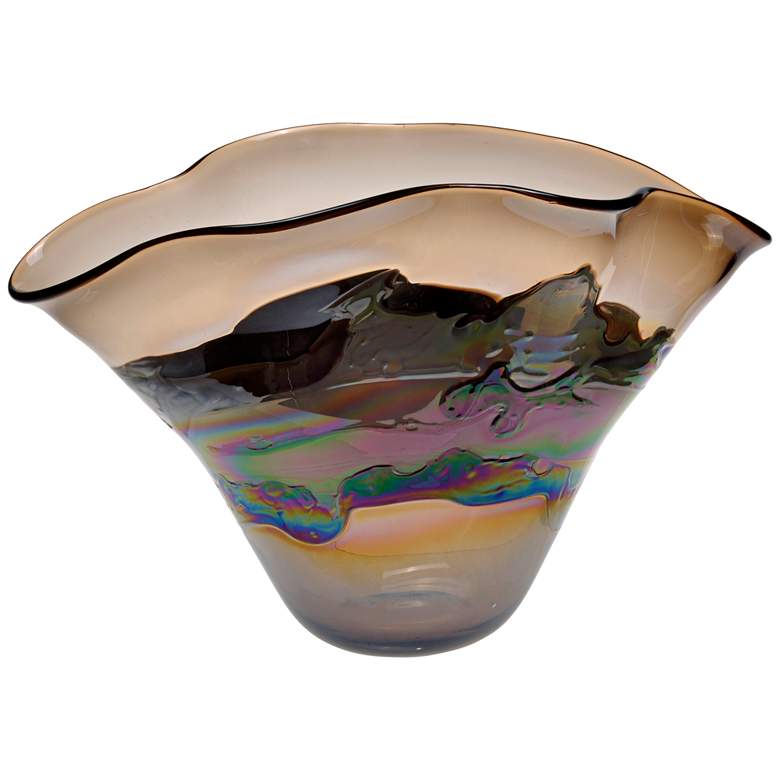 Image 1 Viz Nova Multi-Color Brown 19 inch Wide Art Glass Vase