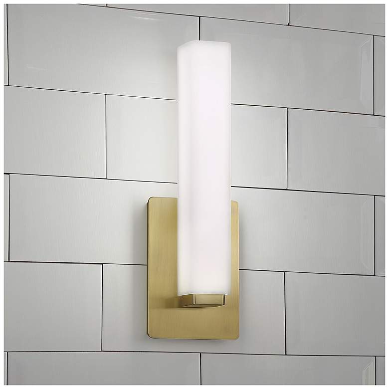 Image 1 Vogue 5"H x 15"W 1-Light Wall Sconce in Brushed Brass