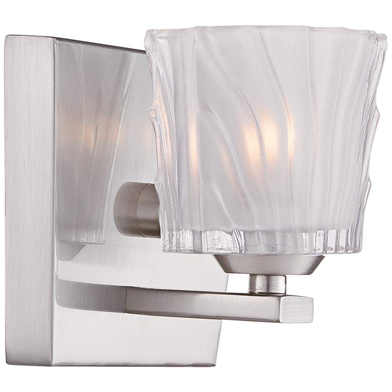 Image 1 Volare 4 3/4 inch High Satin Platinum Wall Sconce
