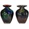 Volcanic Multi-Color Black 2-Piece 5"H Art Glass Vases Set