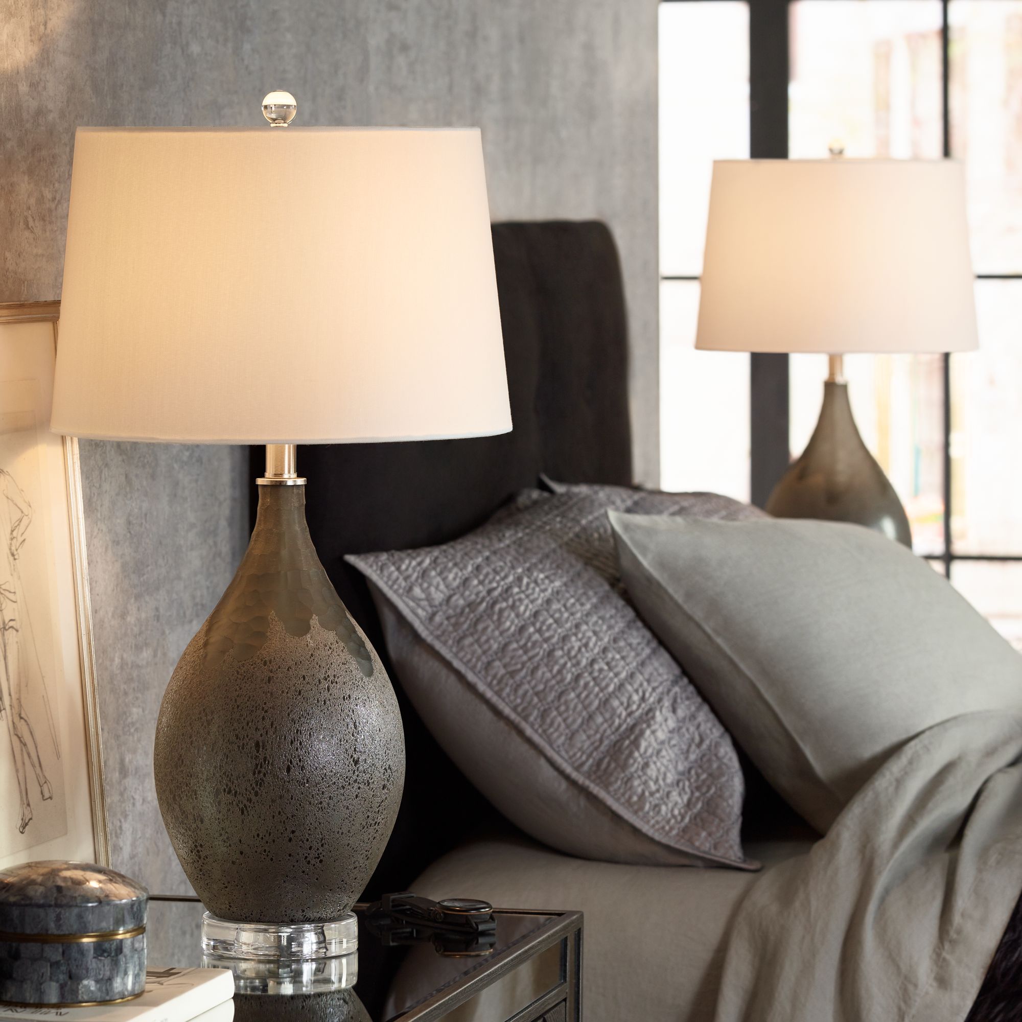 gray table lamp set