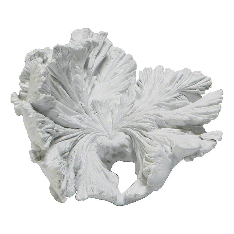 Image 1 Volcano Medium White 8" Wide Eco-Stone Mayan Flower Accent