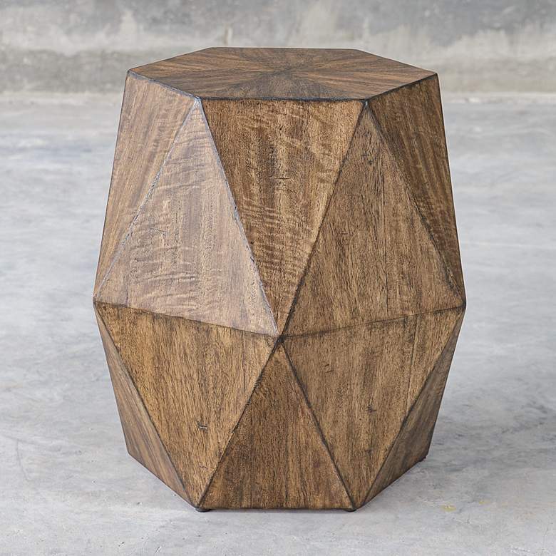 Image 1 Volker 18" Wide Burnished Honey Wood Geometric Accent Table