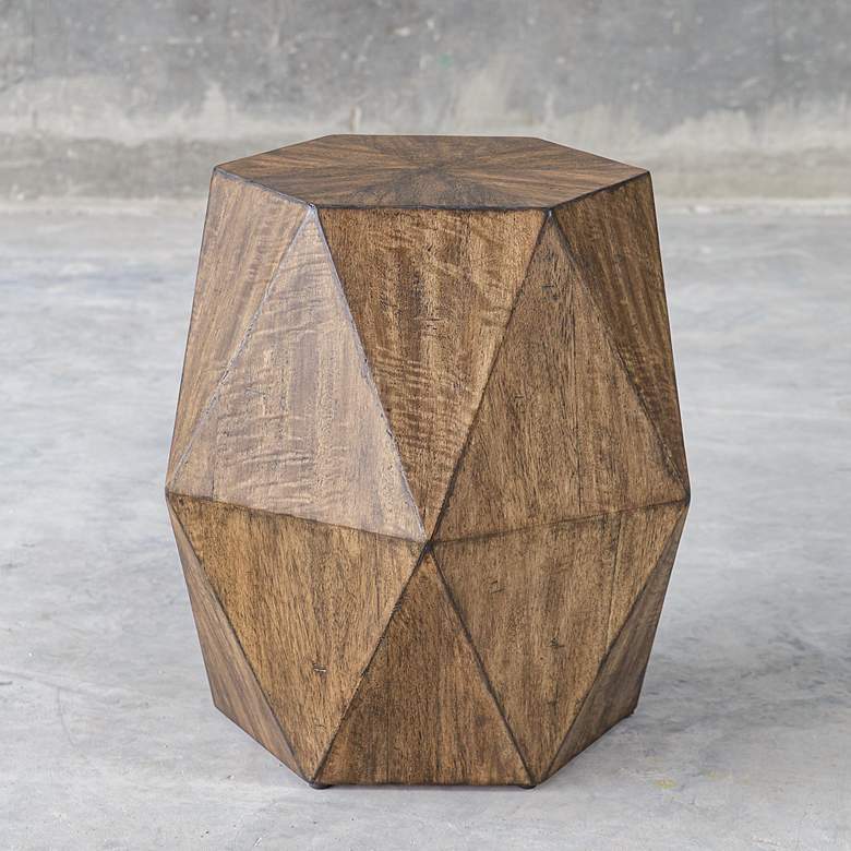 Image 1 Volker 18" Wide Burnished Honey Wood Geometric Accent Table