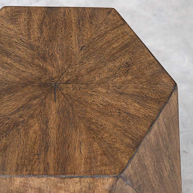 Image 4 Volker 18" Wide Burnished Honey Wood Geometric Accent Table more views