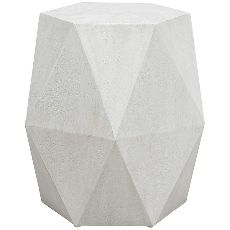 Image 2 Volker 18" Wide White Ceruse Geometric Wood Accent Table