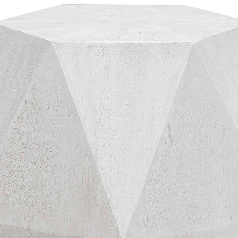 Image 3 Volker 18" Wide White Ceruse Geometric Wood Accent Table more views