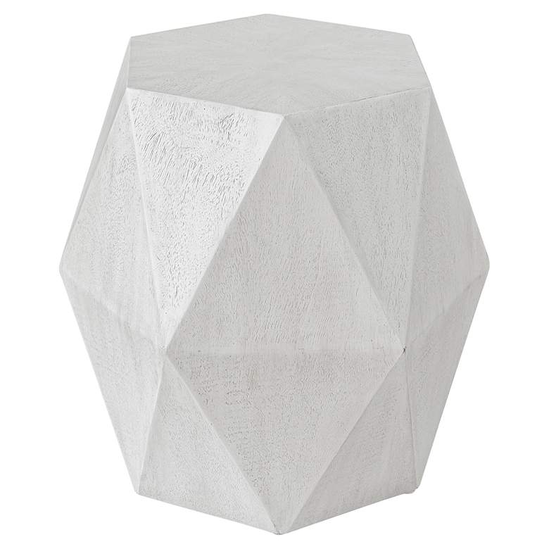 Image 5 Volker 18" Wide White Ceruse Geometric Wood Accent Table more views
