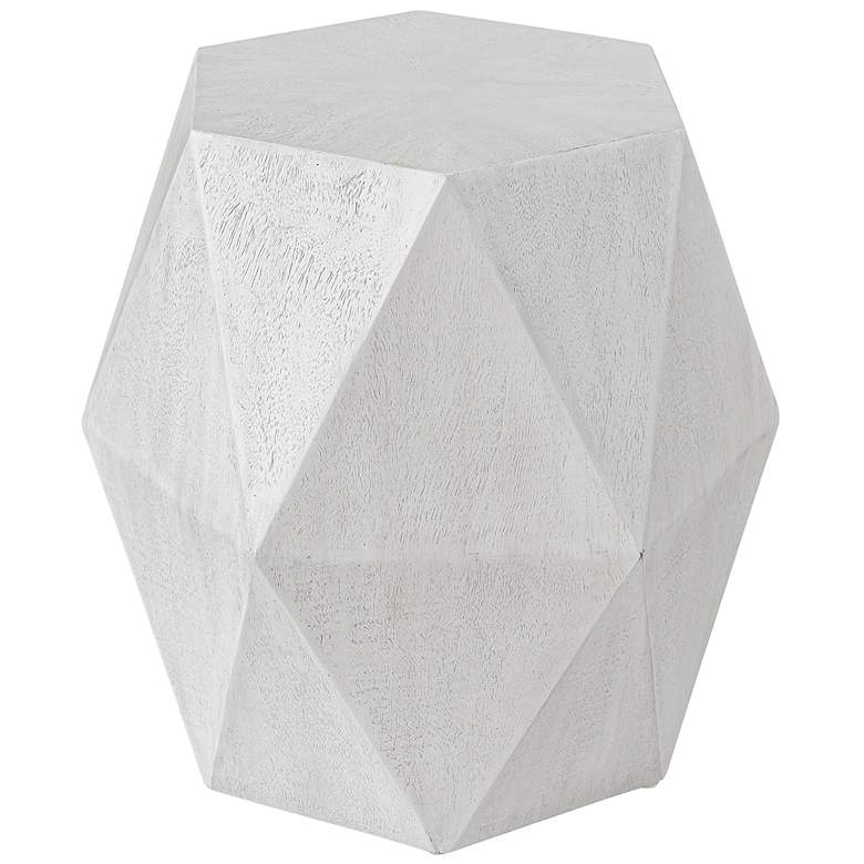 Image 6 Volker 18" Wide White Ceruse Geometric Wood Accent Table more views