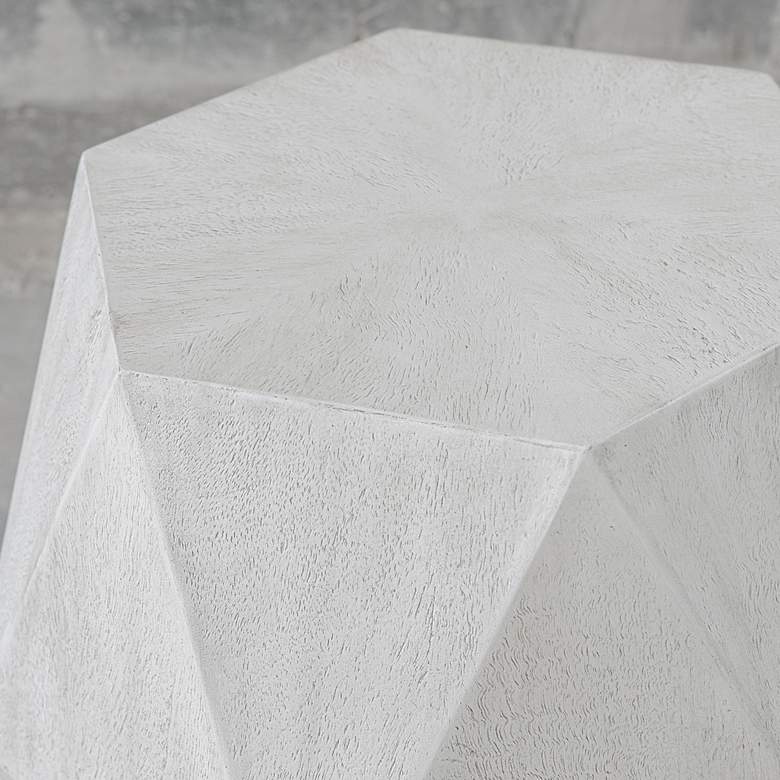 Image 6 Volker 18" Wide White Ceruse Geometric Wood Accent Table more views