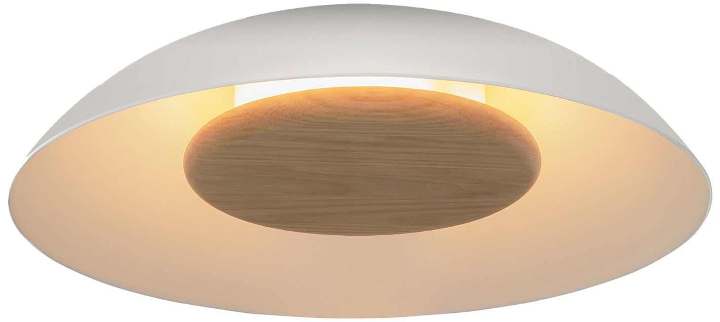 Volo 14"W Blanc White Oak Disc LED Flush Mount w/ Whitede Made to Orde