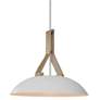 2_Volo 14"W Blanc Tan Leather And White Oak Disc LED Pendant w/ White Shade more views