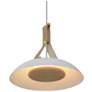 1_Volo 14"W Blanc Tan Leather And White Oak LED Brass Pendant w/ White Shade