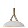 2_Volo 14"W Blanc Tan Leather And White Oak LED Brass Pendant w/ White Shade more views