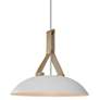 2_Volo 14"W Blanc Tan Leather And White Oak LED Brass Pendant w/ White Shade more views