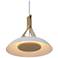 Volo 14"W Blanc Tan Leather And White Oak LED Brass Pendant w/ White Shade