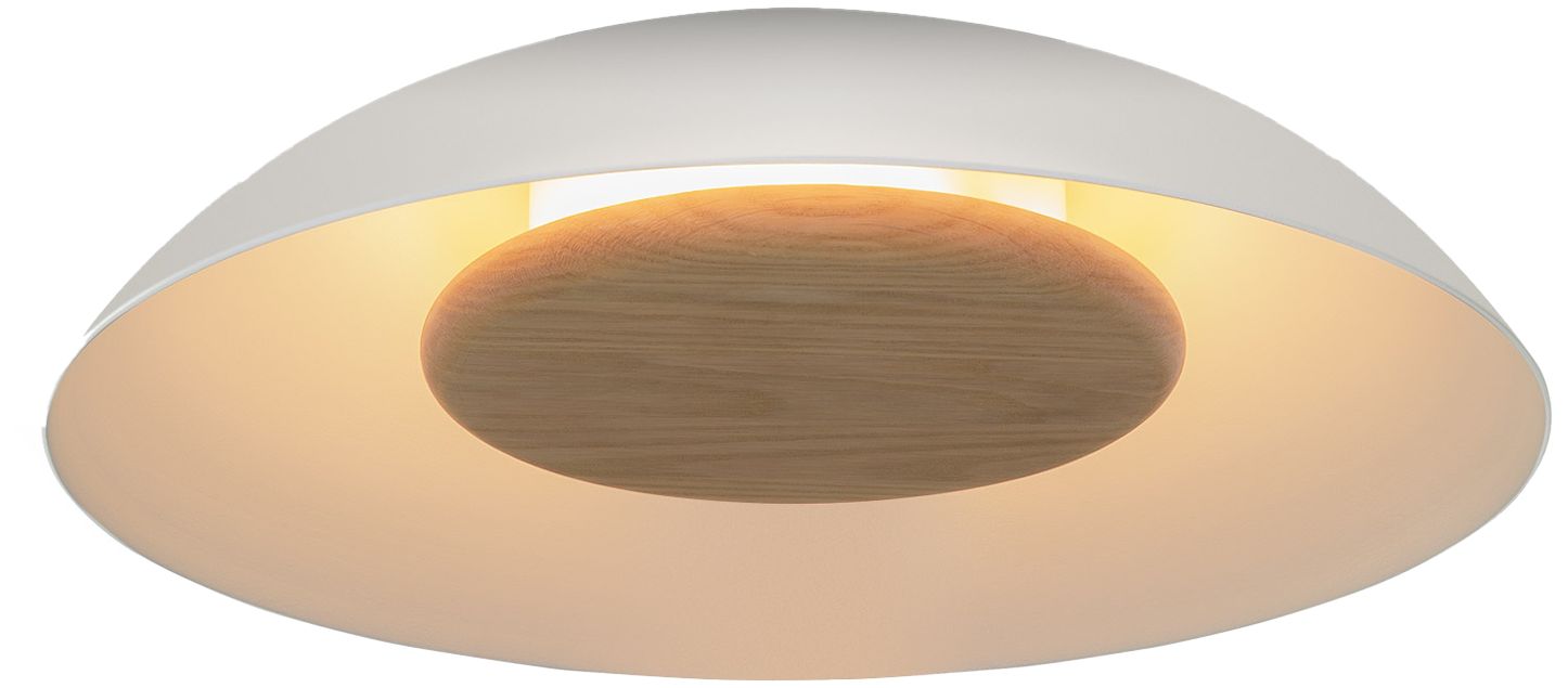 Volo 14"W Blanc White Oak Disc LED Flush Mount w/ Whitede Made to Order