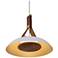 Volo 14"W Cava Brown Leather And Walnut LED Brass Pendant w/ White Shade