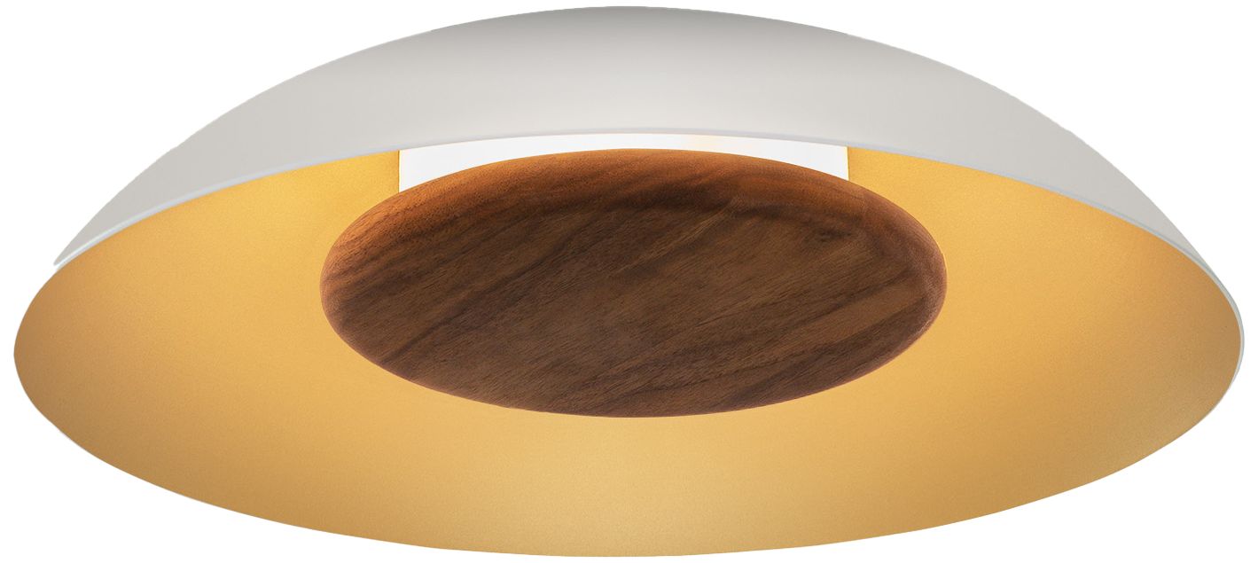 Volo 14"W Cava Walnut Disc LED Flush Mount w/ White Shade Made to Order