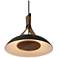 Volo 14"W Deux Brown Leather And Walnut LED Pendant w/ Black Shade