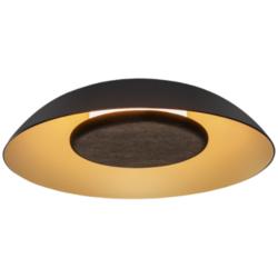 Volo 14" Wide Noir Dark Walnut Disc LED  Flush Mount w/ Black Shade