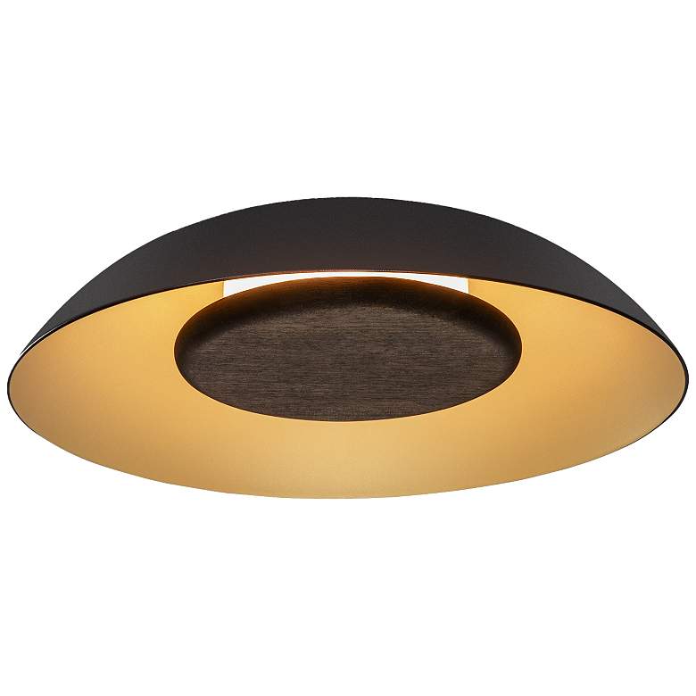 Image 1 Volo 14" Wide Noir Dark Walnut Disc LED Flush Mount w/ Black Shade