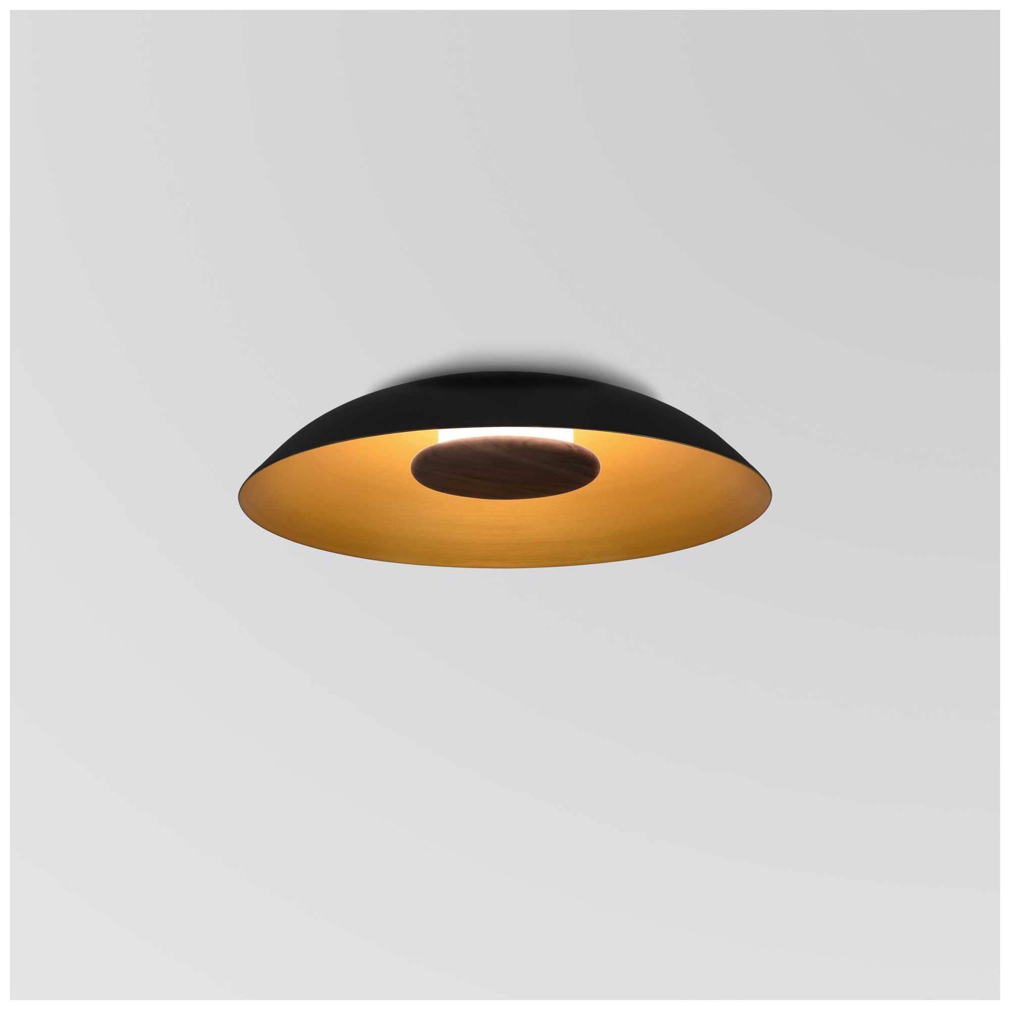 Volo 24" Noir Black & Brushed Brass 2700K LED Flush Mount Made to Order