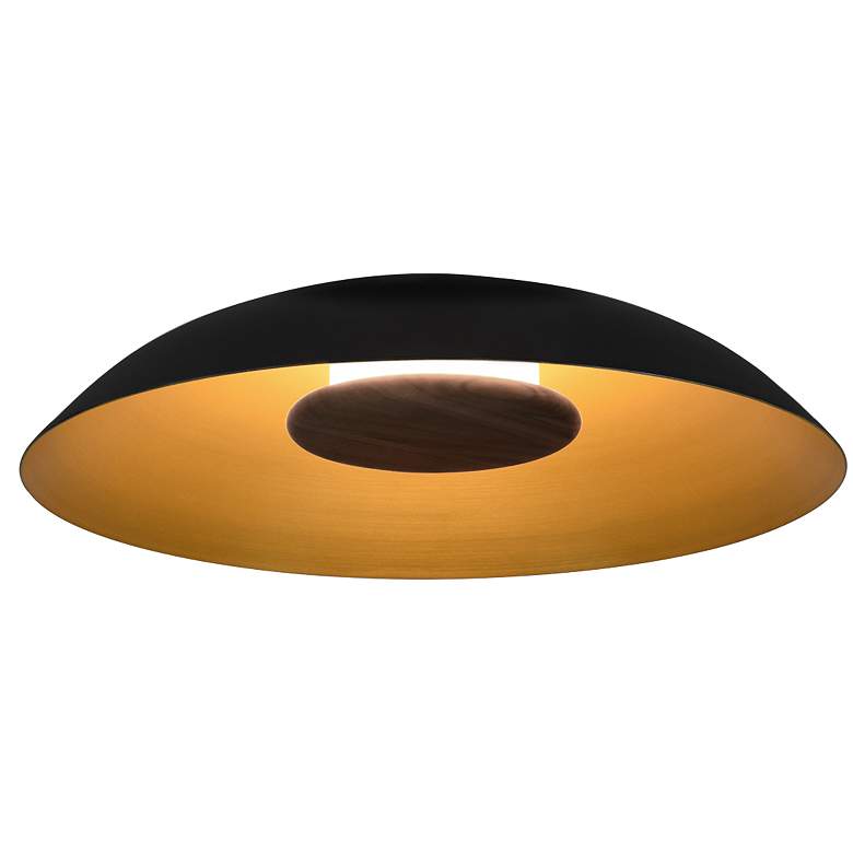 Image 1 Volo Flush Mount, Noir - Black Shade Exterior, Brushed Brass Shade Interior