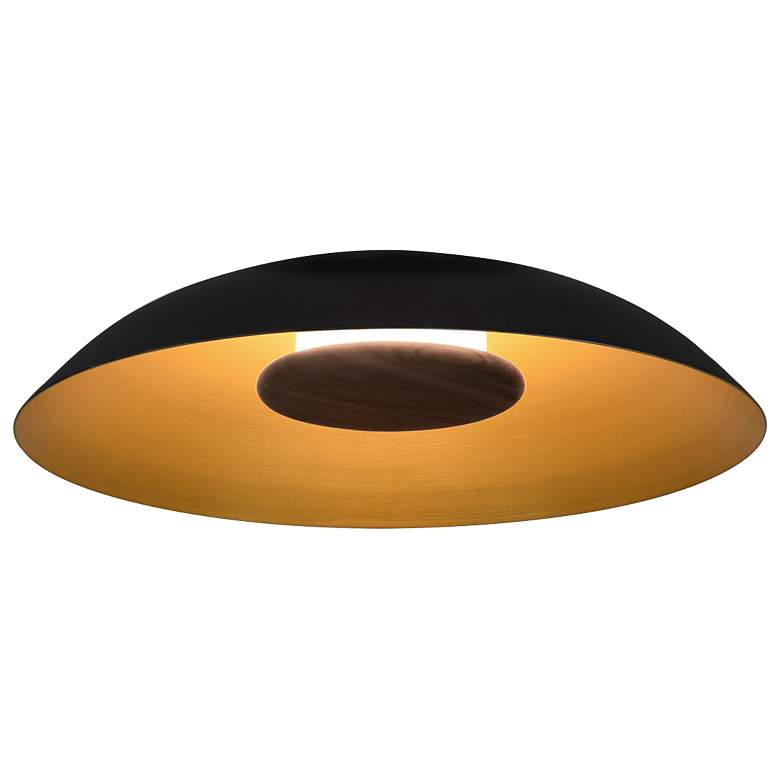 Image 1 Volo Flush Mount, Noir - Black Shade Exterior, Brushed Brass Shade
